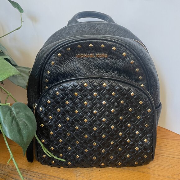 Michael Kors Handbags - Michael Kors Abbey Medium Studded Pebbled Leather Backpack